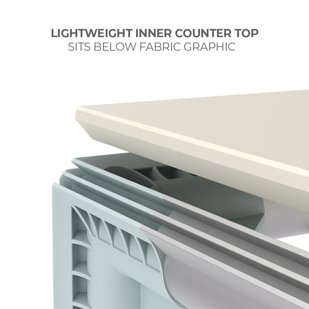 360 Lightbox Counter - 2m W x 1m H x 0.5m D | backlit fabric exhibition counter (view 8) – The Easy Booth