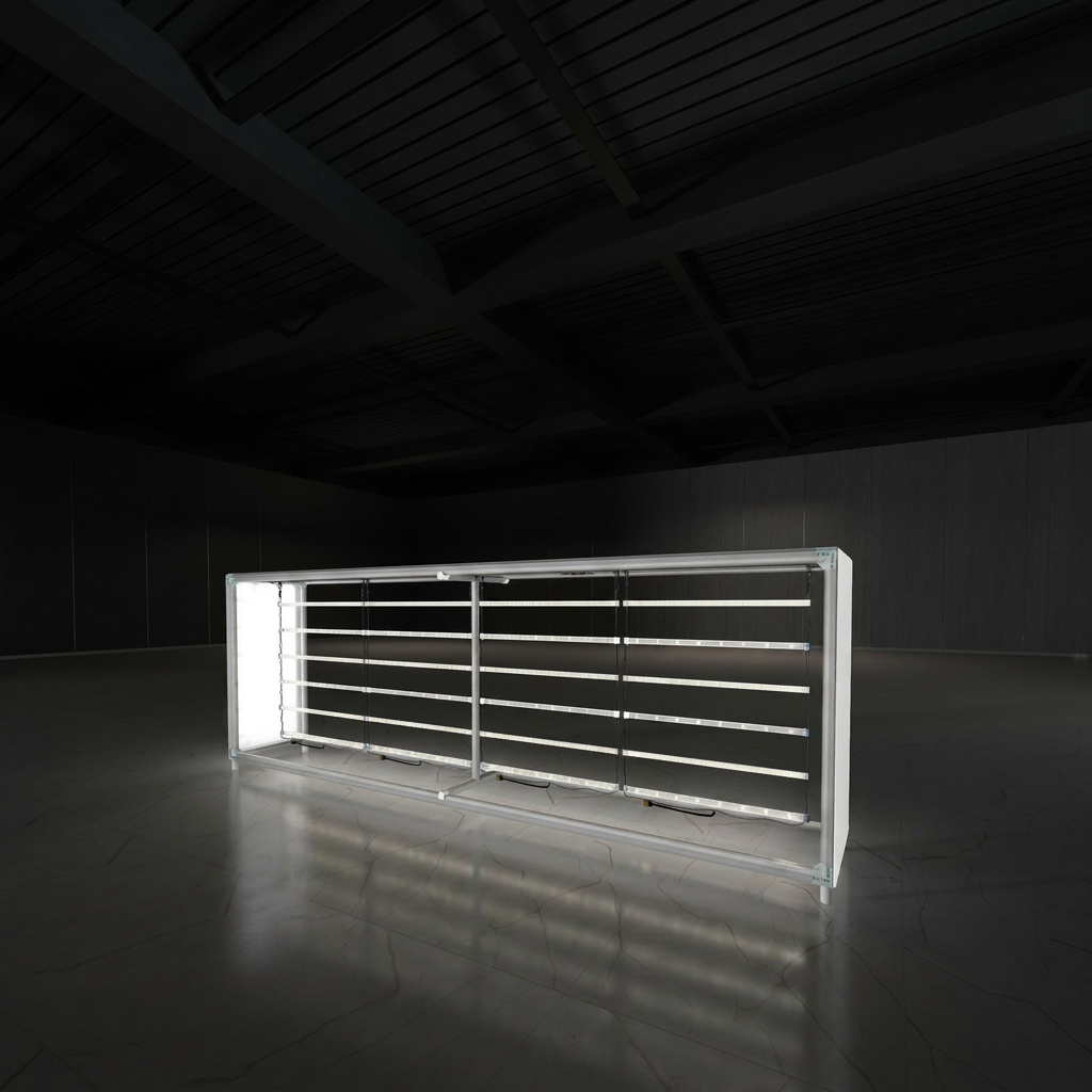 360 Lightbox Counter - 3m W x 1m H x 0.5m D | backlit fabric exhibition counter (view 3) – The Easy Booth
