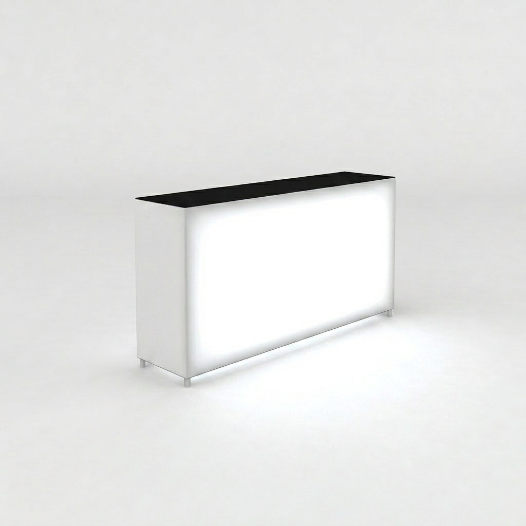360 Lightbox Counter - 2m W x 1m H x 0.5m D | backlit fabric exhibition counter (view 2) – The Easy Booth