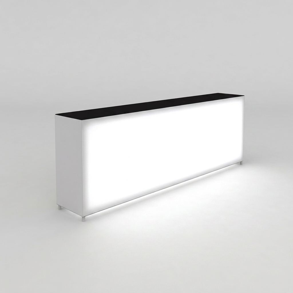 360 Lightbox Counter - 3m W x 1m H x 0.5m D | backlit fabric exhibition counter (view 2) – The Easy Booth