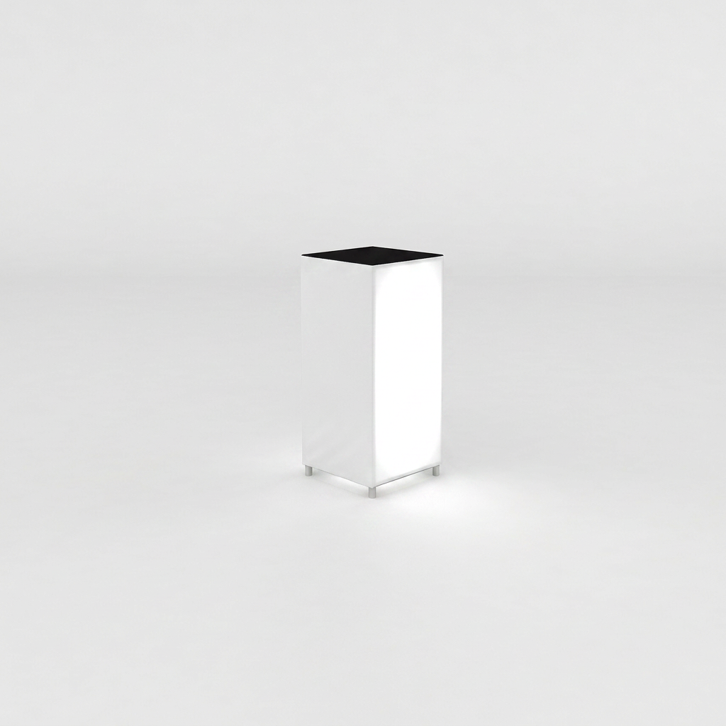 360 Lightbox Counter - 0.5m W x 1m H x 0.5m D | backlit fabric exhibition counter (view 2) – The Easy Booth