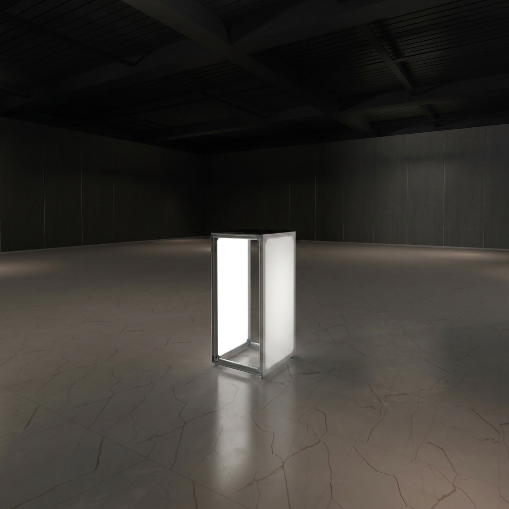 360 Lightbox Counter - 0.5m W x 1m H x 0.5m D | backlit fabric exhibition counter (view 4) – The Easy Booth