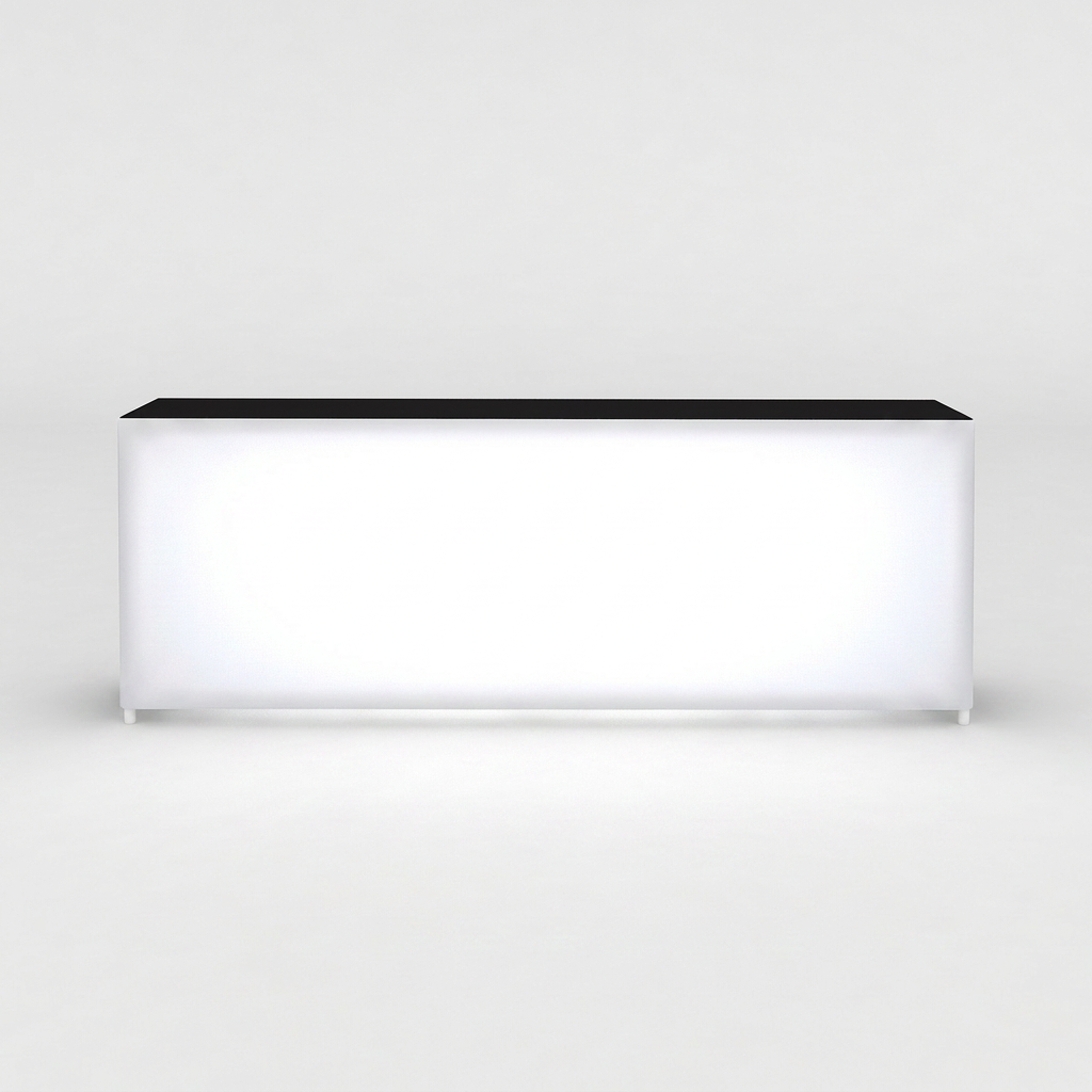 360 Lightbox Counter - 3m W x 1m H x 0.5m D | backlit fabric exhibition counter – The Easy Booth