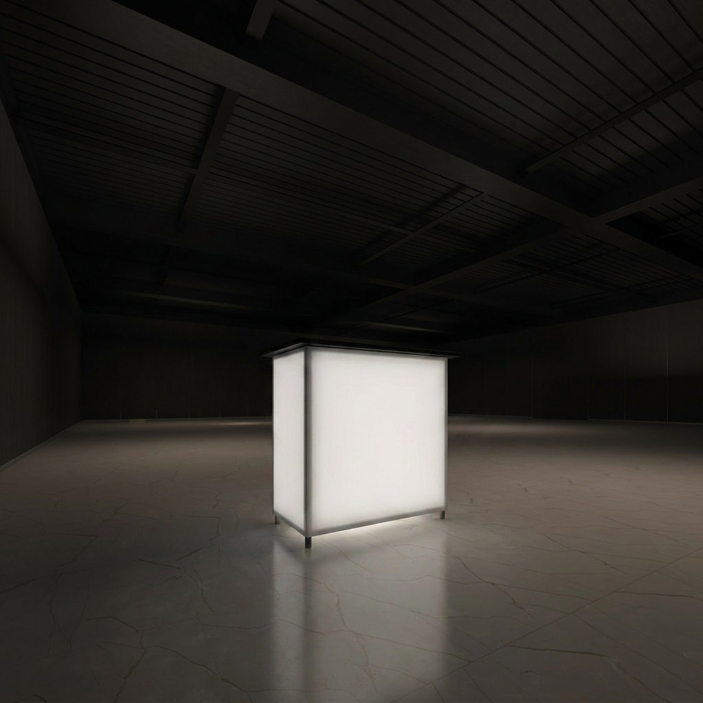 360 Lightbox Counter - 1m W x 1m H x 0.5m D | backlit fabric exhibition counter (view 3) – The Easy Booth