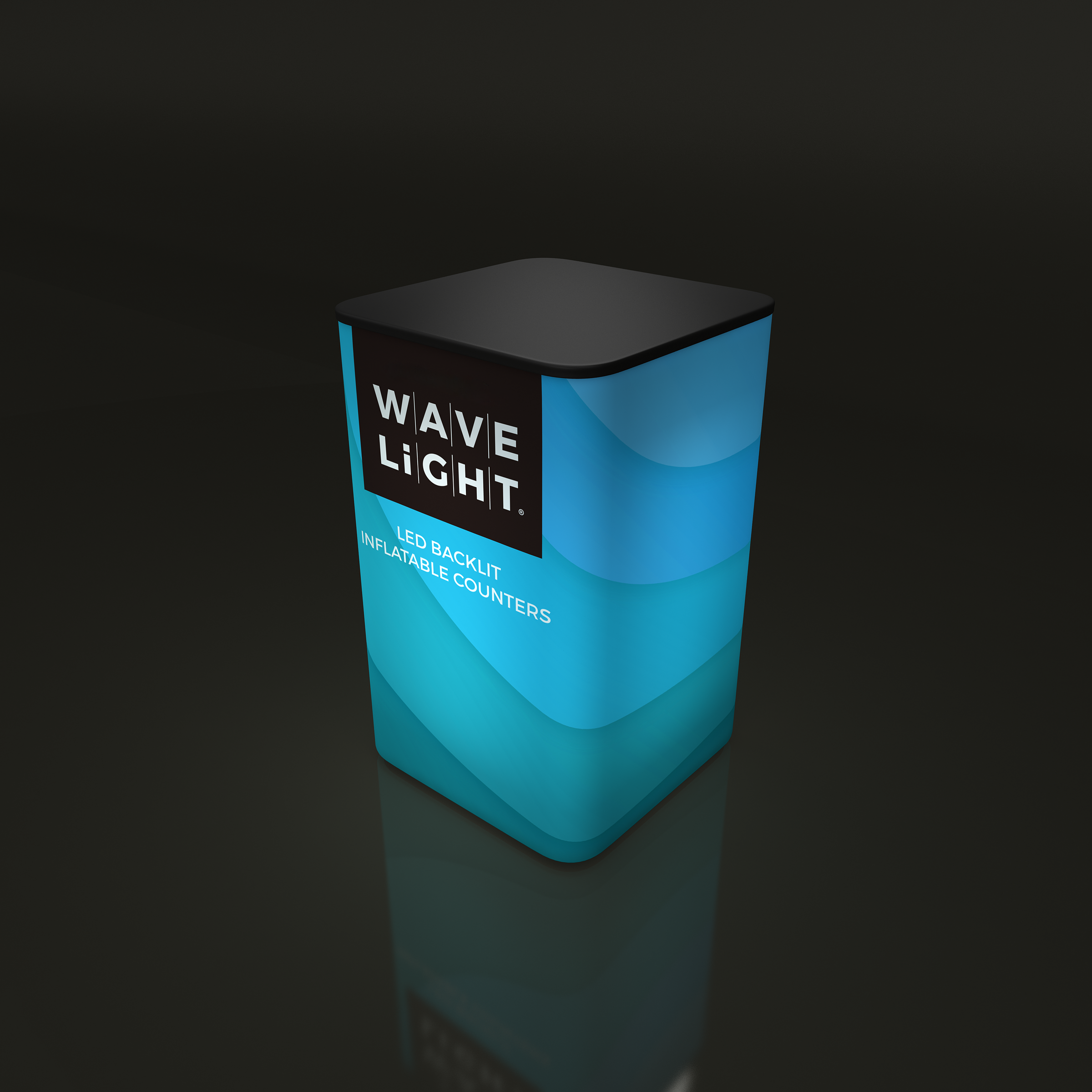 Inflatable 360 Lightbox Counter - Square 0.36m W x 0.8m H x 0.36m D - Extra Print