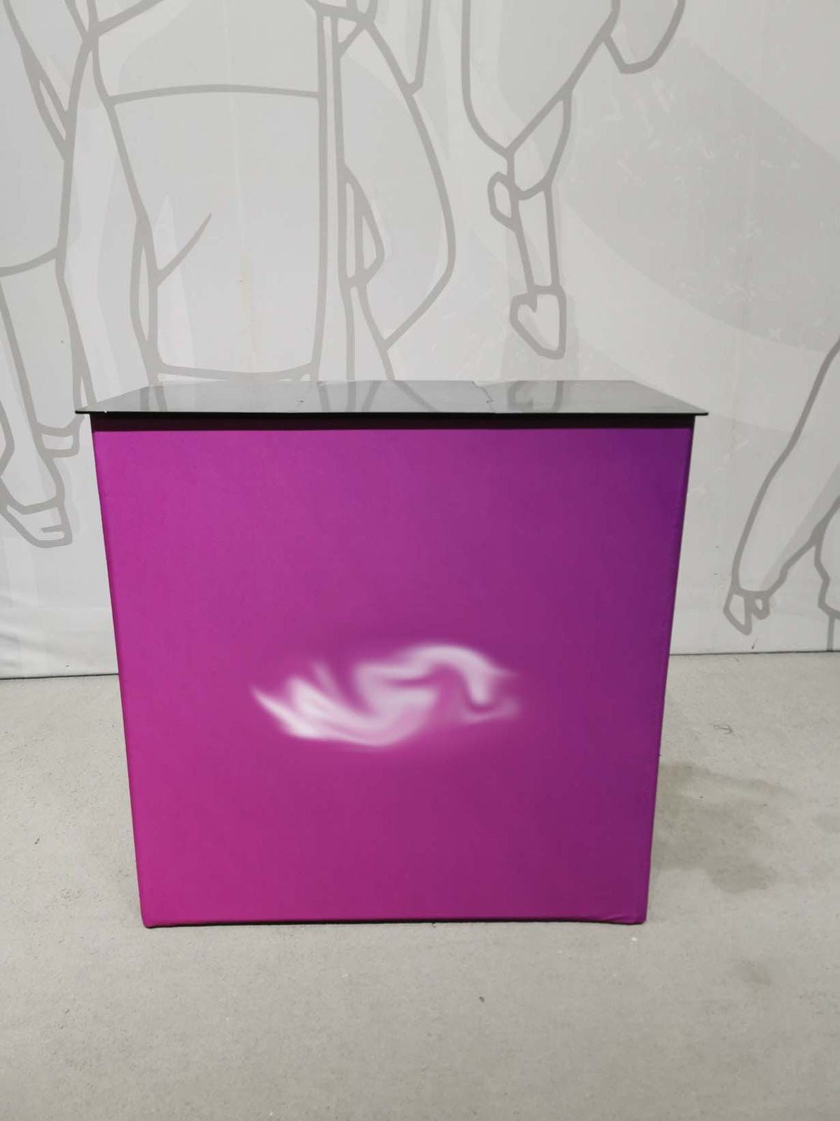 Front view of the 1 m non-LED fabric counter showing an example printed graphic