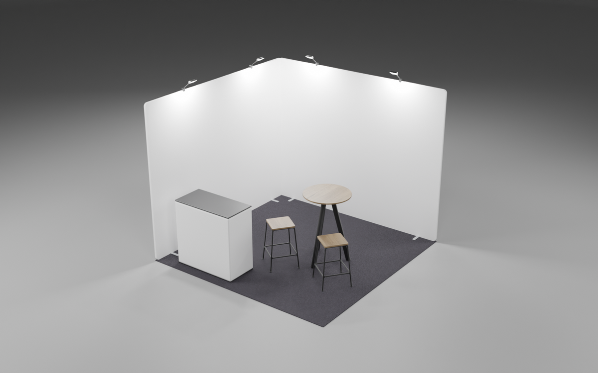 3m x 3m Corner Fabric Rectangle Bundle exhibition stand render