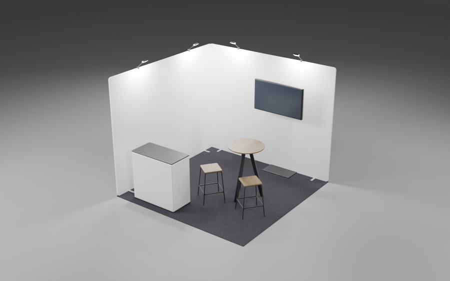 3m x 3m Screen Fabric Corner Bundle exhibition stand render