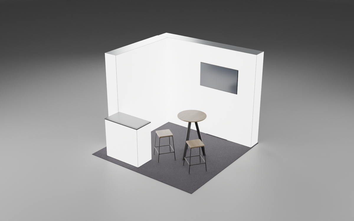 3m x 3m Screen 360 Lightbox Corner Bundle exhibition stand render