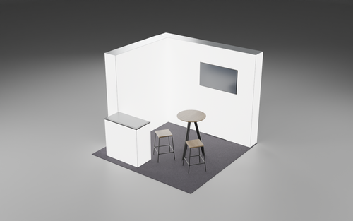 3m x 3m Screen 360 Lightbox Corner Bundle exhibition stand render