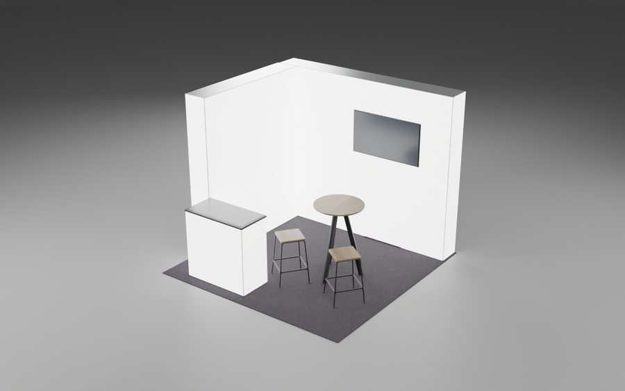 3m x 3m Screen 360 Lightbox Corner Bundle exhibition stand render