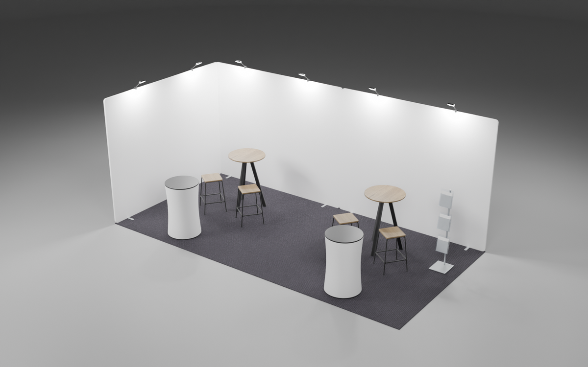 3m x 6m Corner Fabric Bundle exhibition stand render