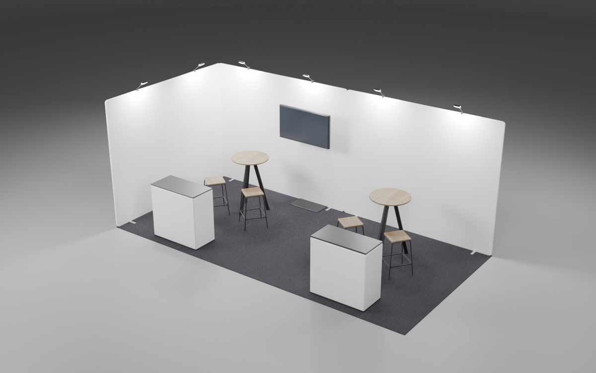 3m x 6m Screen Fabric Corner Bundle exhibition stand render