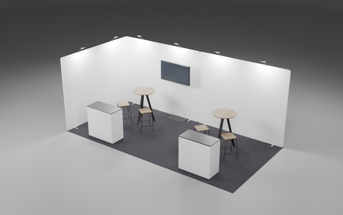 3m x 6m Screen Fabric Corner Bundle exhibition stand render