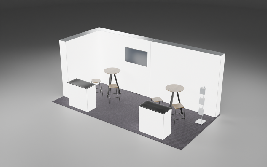 3m x 6m Screen 360 Lightbox Corner Bundle exhibition stand render