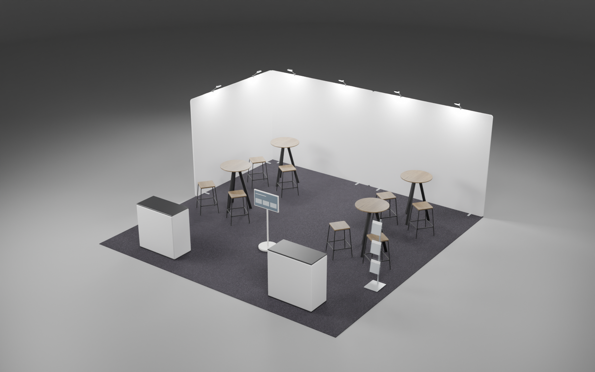 6m x 6m Corner Fabric Bundle exhibition stand render