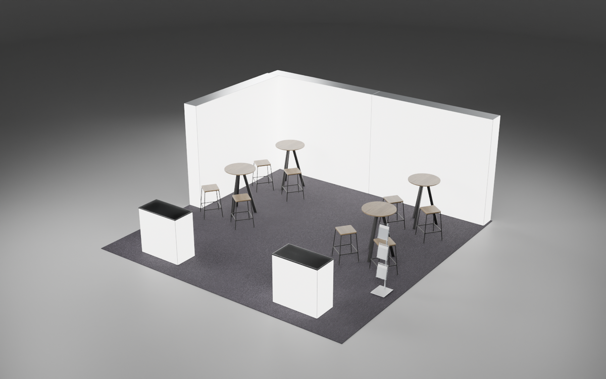 6m x 6m Corner 360 Lightbox Bundle exhibition stand render