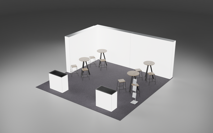 6m x 6m Corner 360 Lightbox Bundle exhibition stand render