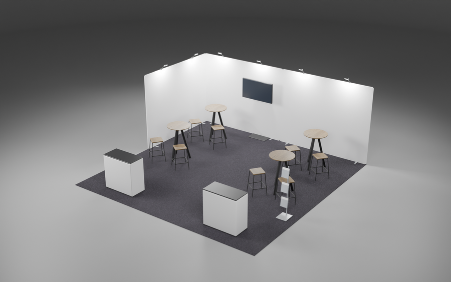 6m x 6m Screen Fabric Corner Bundle exhibition stand render