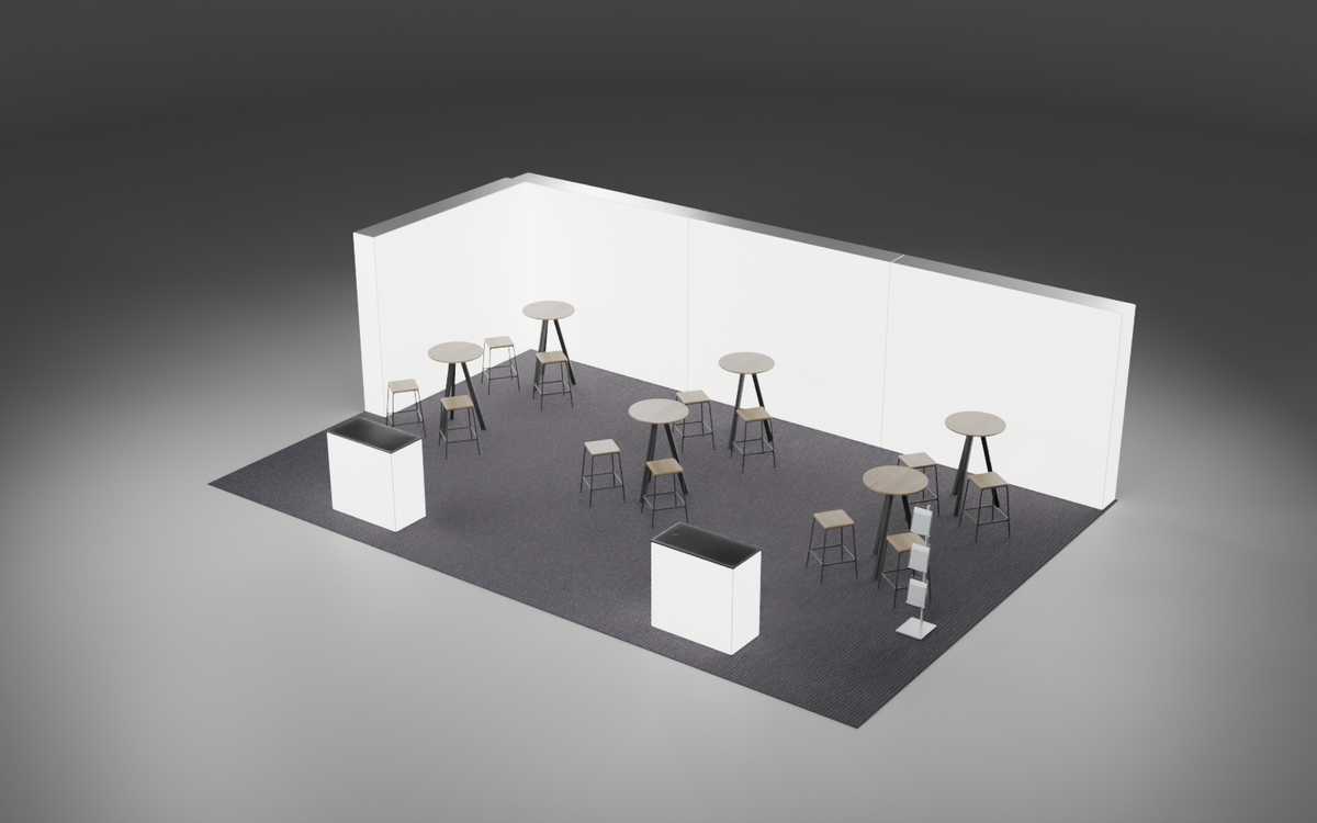 6m x 9m Corner 360 Lightbox Bundle exhibition stand render