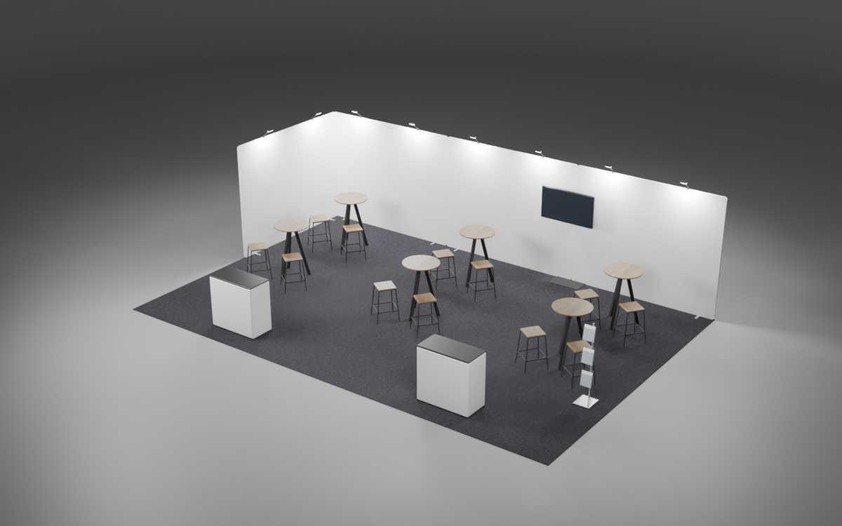 6m x 9m Screen Fabric Corner Bundle exhibition stand render