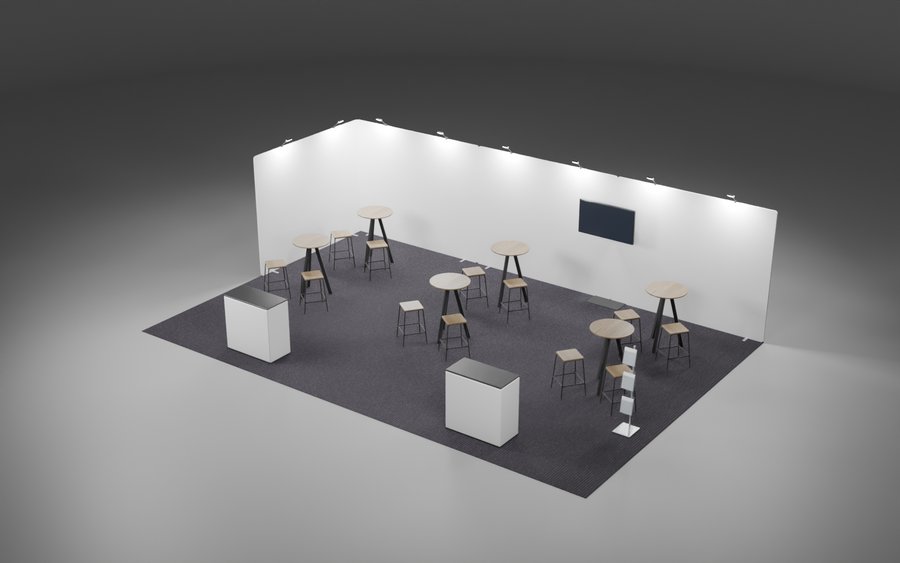 6m x 9m Screen Fabric Corner Bundle exhibition stand render