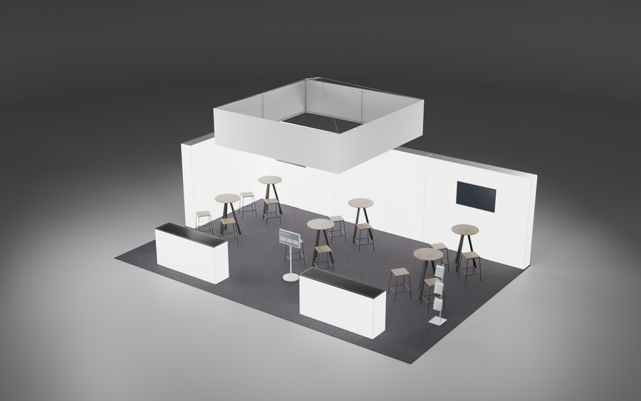 6m x 9m Screen 360 Corner + Square Bundle exhibition stand render