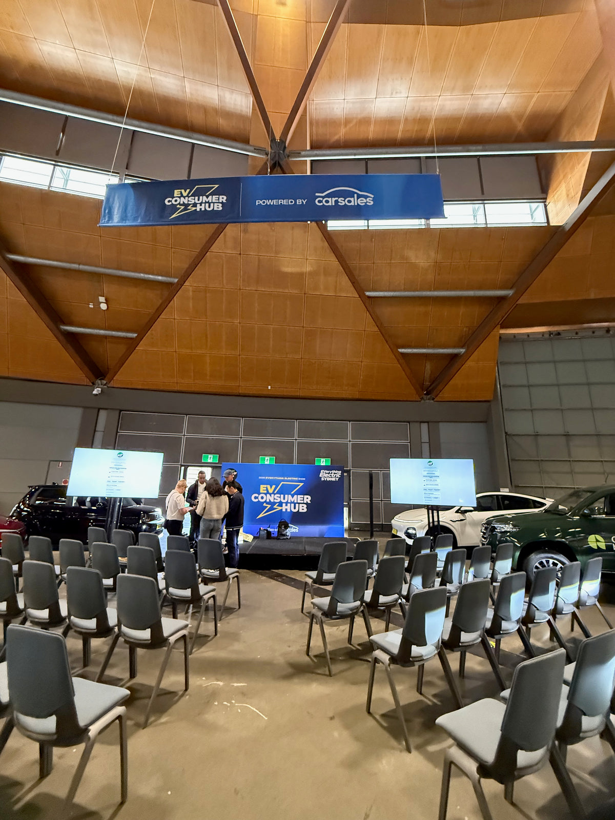 EV Consumer Hub at Everything Electric 2026: a clear identity for an EV education space — EV Consumer Hub — Delivered display at Everything Electric 2026.