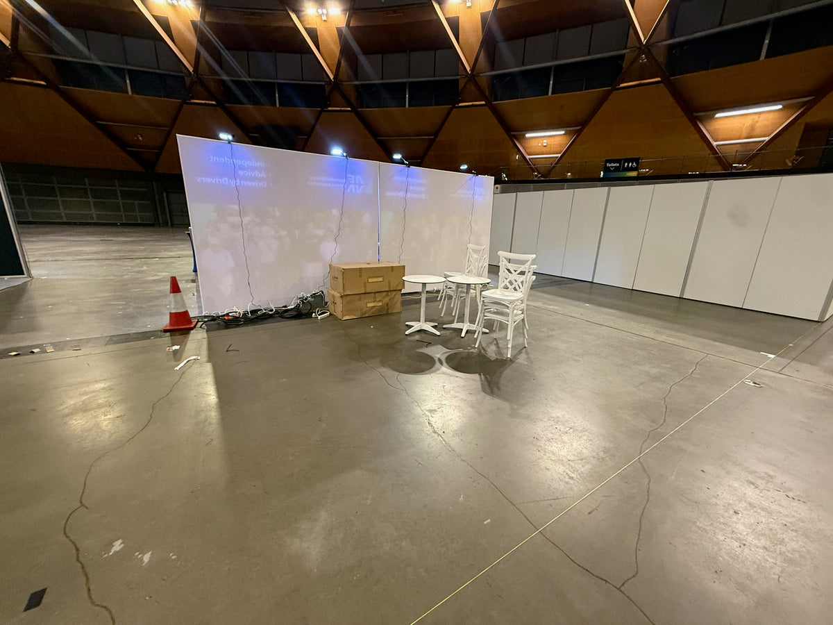 Fonz at Everything Electric 2026: from artwork to illuminated display kits — Fonz — Build-stage photograph from the venue.