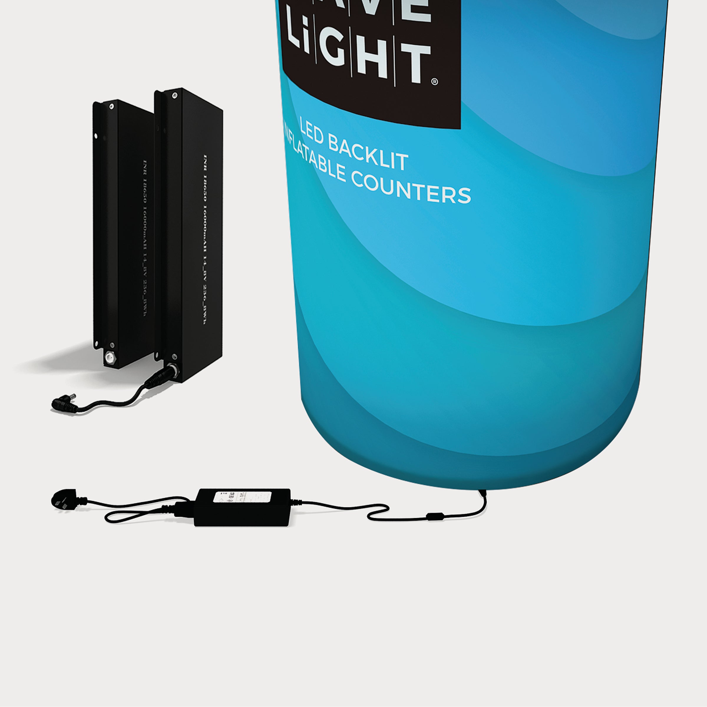 Inflatable 360 Lightbox Counter - Rectangle 0.6m W x 0.8m H x 0.3m D | backlit fabric exhibition counter (view 5) – The Easy Booth
