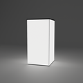 360 Lightbox Counter - 0.5m W x 1m H x 0.5m D — plain white fabric, lights on
