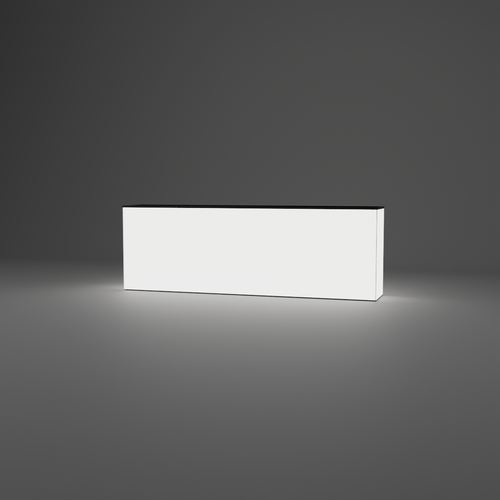 360 Lightbox Counter - 3m W x 1m H x 0.5m D — plain white fabric, lights on