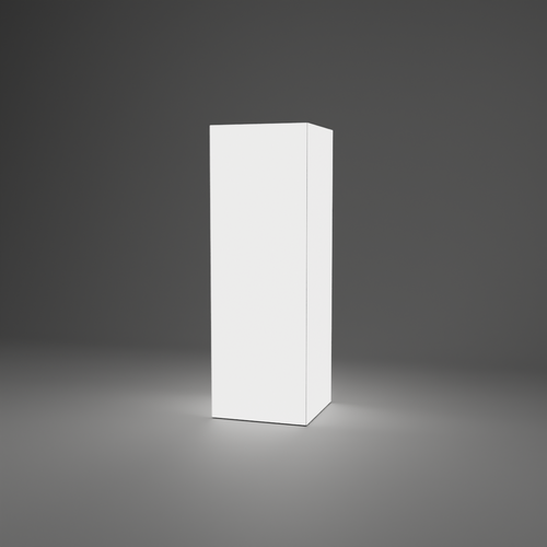 360 Lightbox Tower - 1m W x 2.95m H x 1m D — plain white fabric, lights on