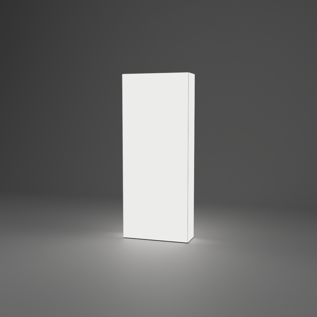360 Lightbox Wall - Straight 1m W x 2.4m H — plain white fabric, lights on
