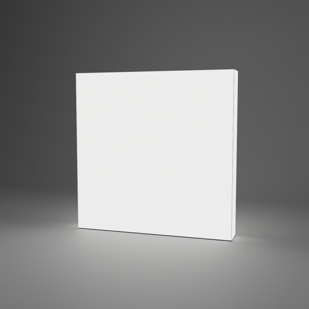 360 Lightbox Wall - Straight 2.4m W x 2.4m H — plain white fabric, lights on
