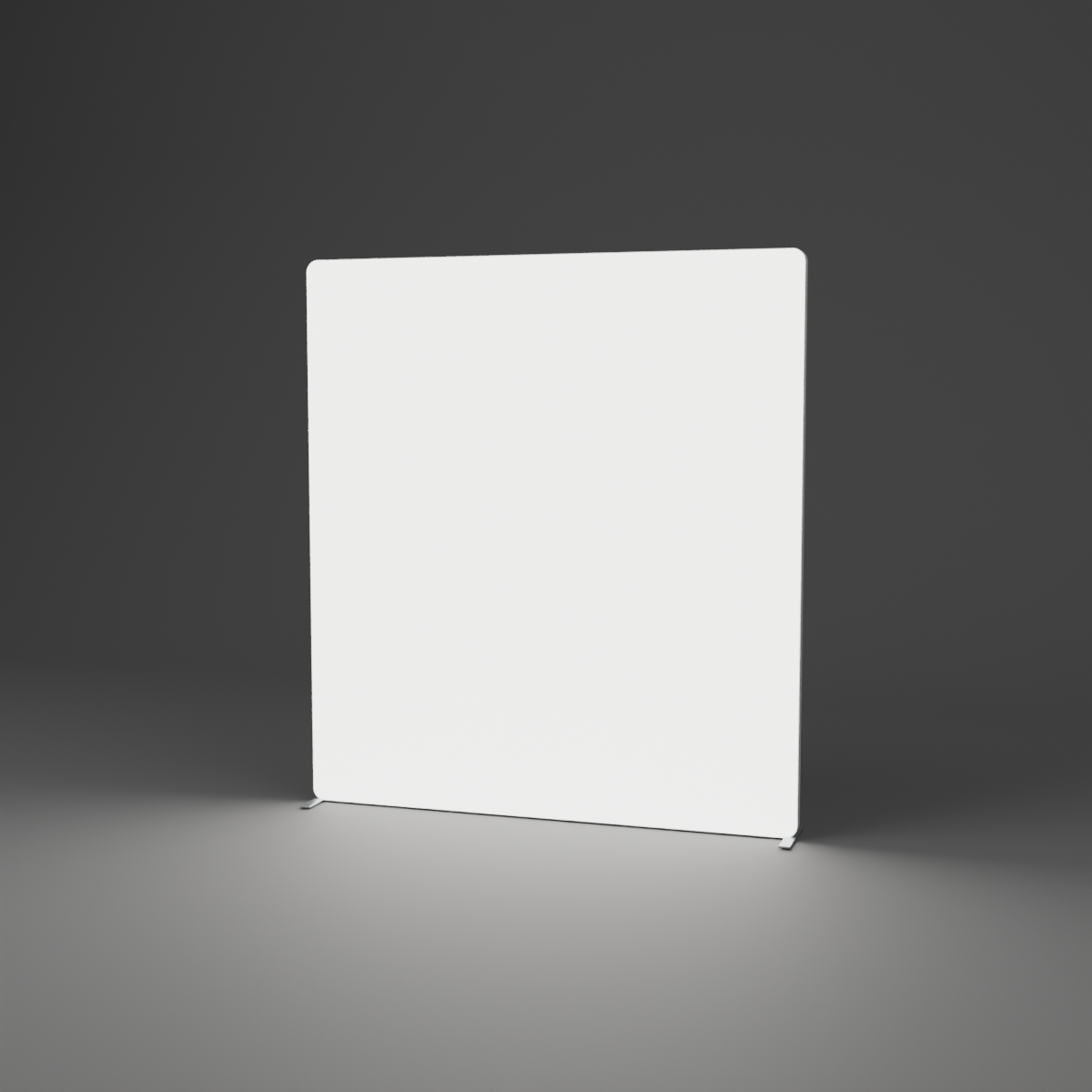 Backlit Fabric Wall - 2.22m W x 2.44m H — plain white fabric, lights on