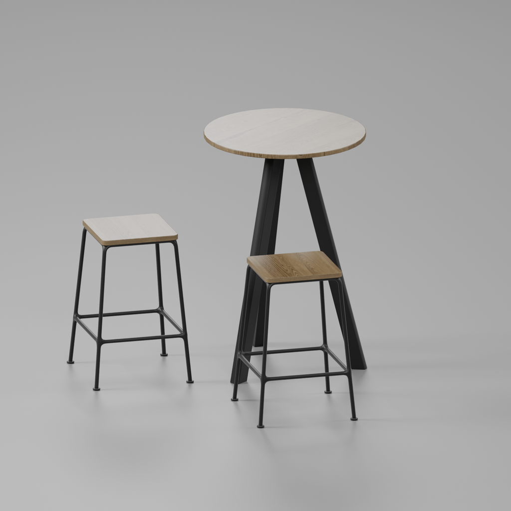 One bar table and two bar stools hire set from The Easy Booth