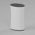 Fabric Popup Counter - Compact Oval 0.6m W x 0.99m H x 0.4m D — plain fabric Blender product render