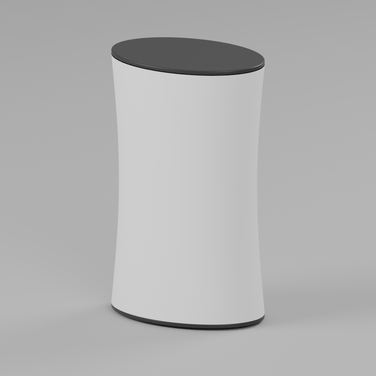 Fabric Popup Counter - Compact Oval 0.6m W x 0.99m H x 0.4m D — plain fabric Blender product render