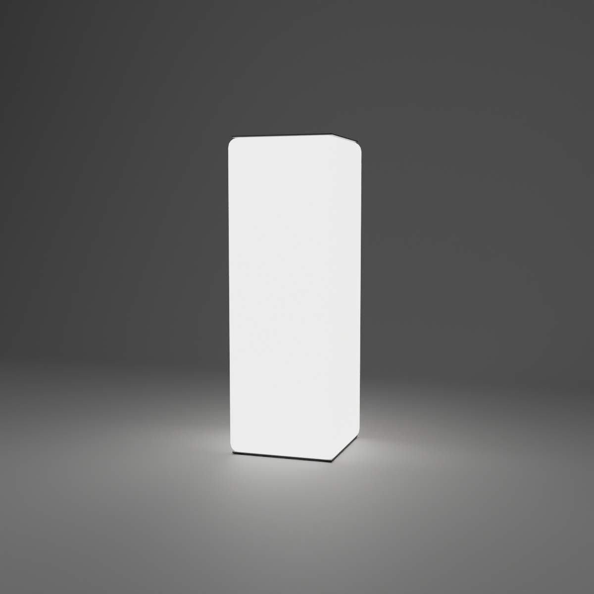 Inflatable 360 Lightbox Tower - Square 0.8m W x 2.28m H x 0.8m D — plain white fabric, lights on