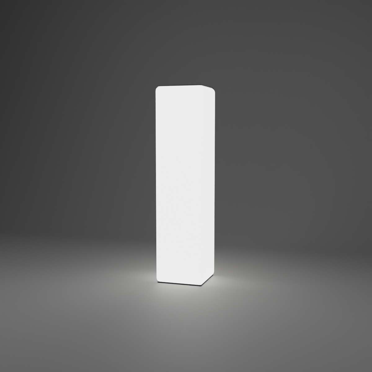 Inflatable 360 Lightbox Tower - Square 0.8m W x 3.2m H x 0.8m D — plain white fabric, lights on