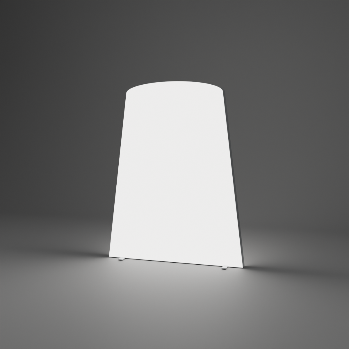 Lightbox Wall - 2.056m W x 2.611m H - Rounded Top — plain white fabric, lights on