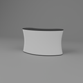 Fabric Popup Modular Counter - Curved 1.738m W x 1m H x 0.684m D — plain white fabric with black countertop