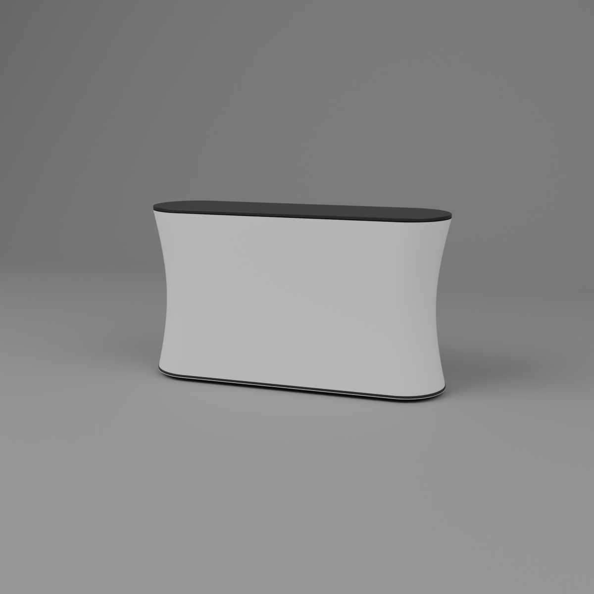 Fabric Popup Modular Counter - Straight 1.738m W x 1m H x 0.488m D — plain white fabric with black countertop