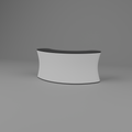 Fabric Popup Modular Counter - Curved 2.256m W x 1m H x 0.854m D — plain white fabric with black countertop