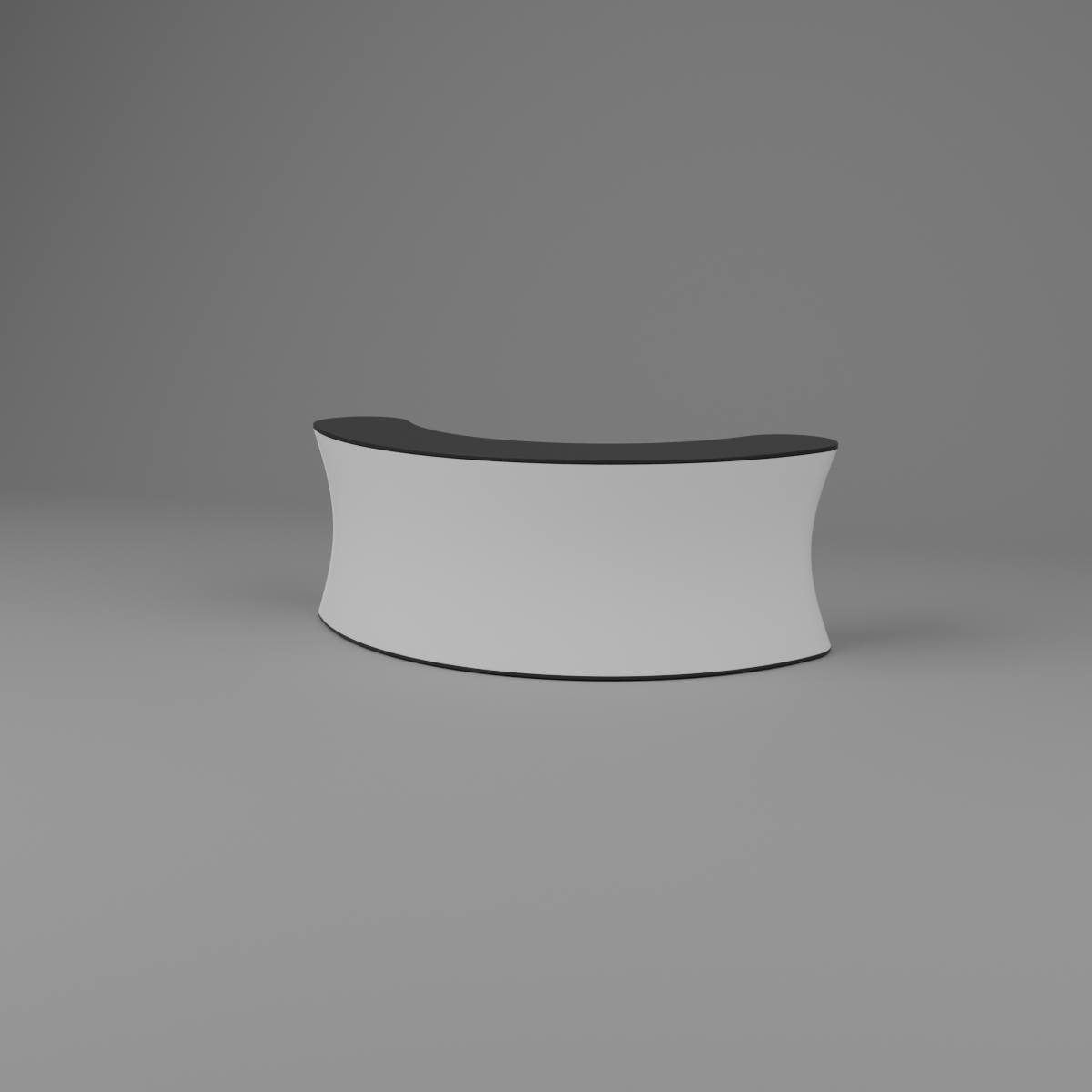 Fabric Popup Modular Counter - Curved 2.652m W x 1m H x 1.098m D — plain white fabric with black countertop