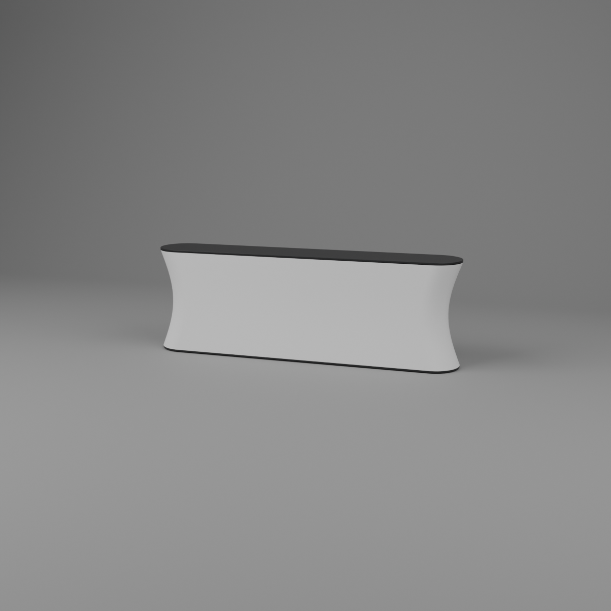 Fabric Popup Modular Counter - Straight 2.957m W x 1m H x 0.488m D — plain white fabric with black countertop