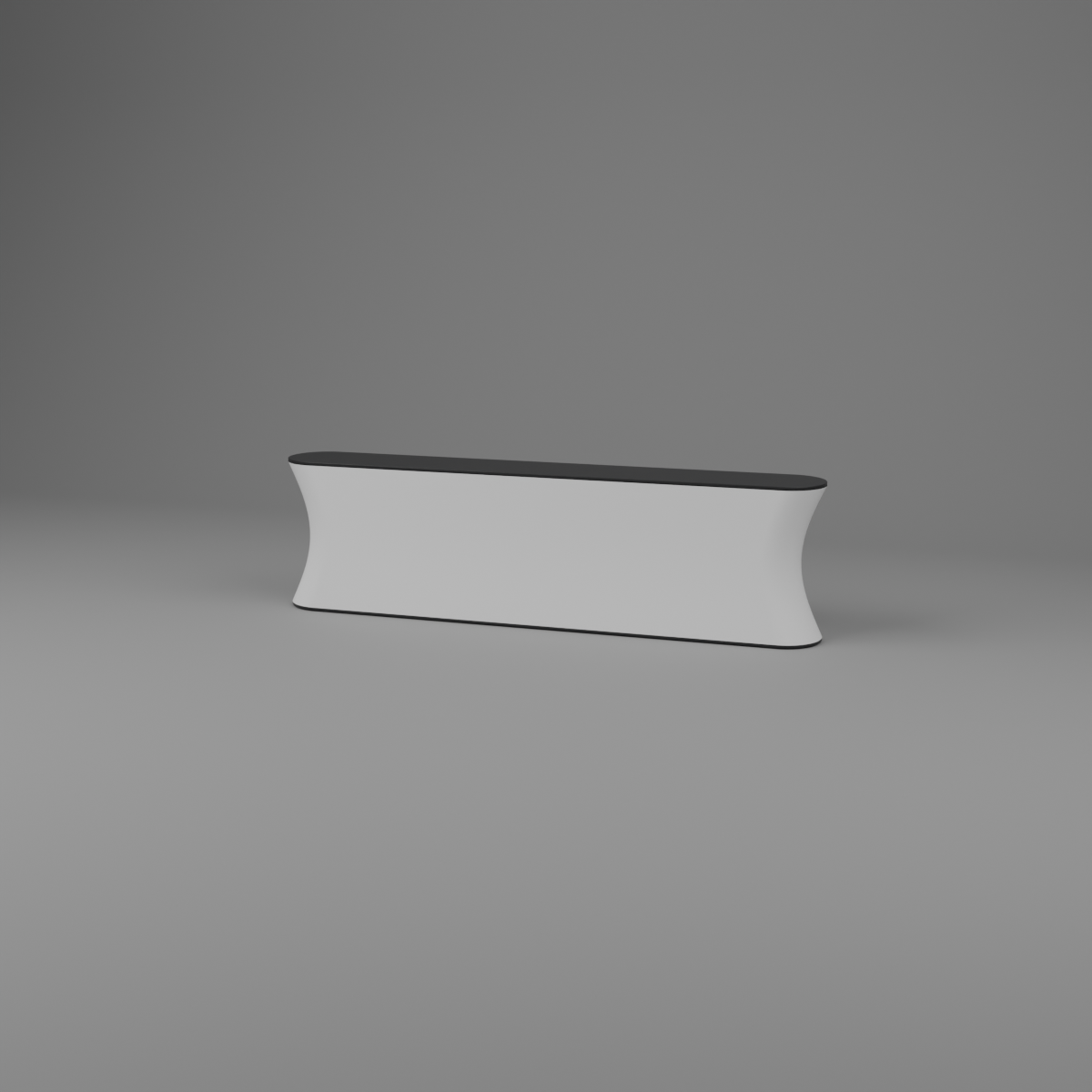 Fabric Popup Modular Counter - Straight 3.597m W x 1m H x 0.488m D — plain white fabric with black countertop
