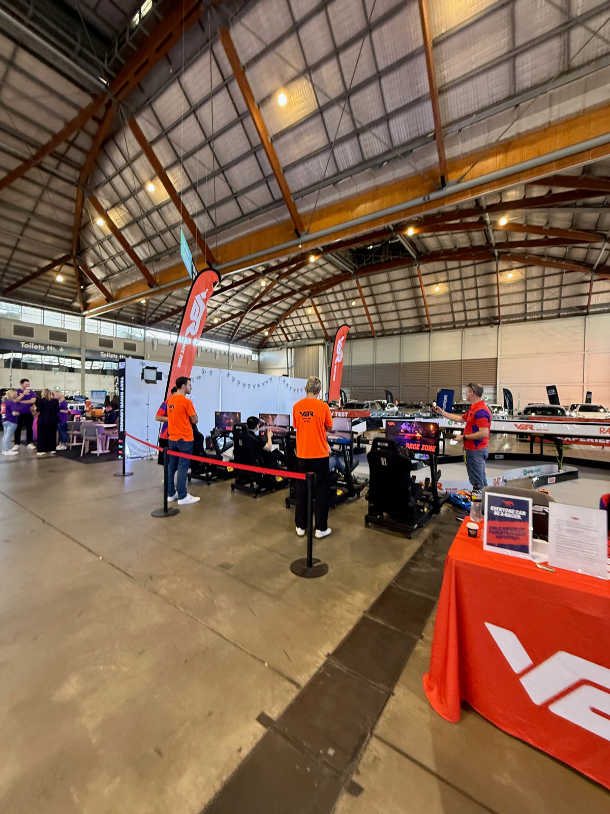 VBR at Everything Electric 2026: portable branding for the Race Zone — VBR — Delivered display at Everything Electric 2026.