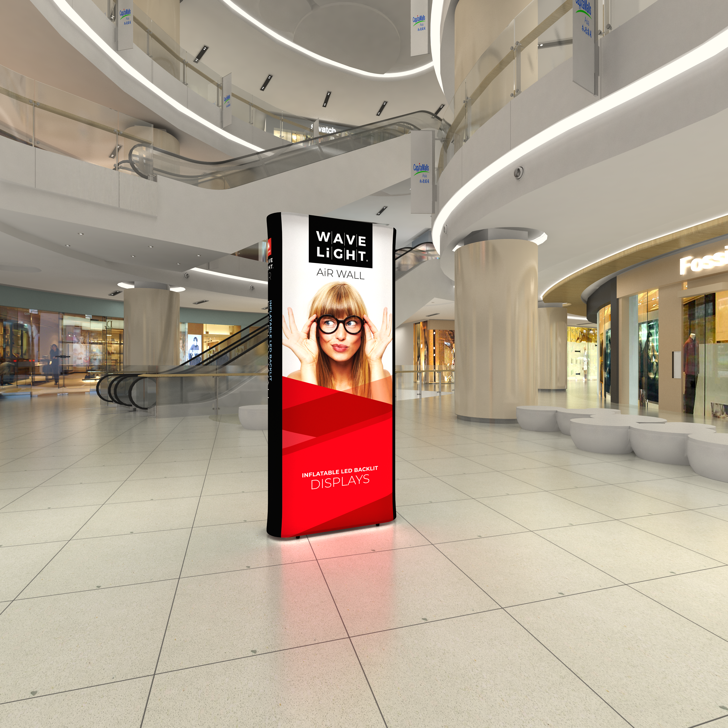 Inflatable 360 Lightbox Wall - 1m W x 2.3m H x 0.3m D - Extra Print